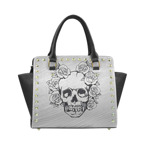 skull with roses Rivet Shoulder Handbag (Model 1645)