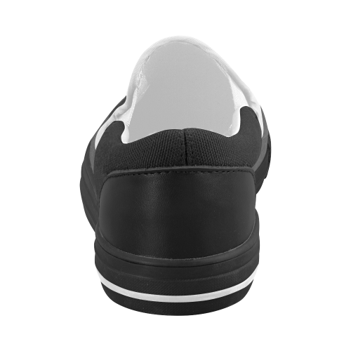 Elegant Skull with hat,B&W Women's Slip-on Canvas Shoes (Model 019)