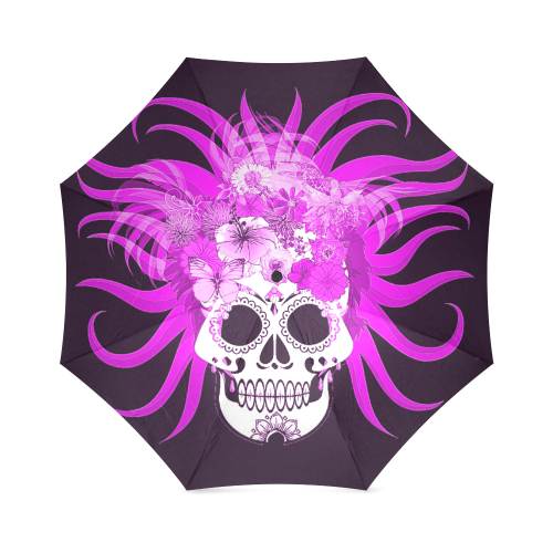 hippie skull,pink Foldable Umbrella (Model U01)