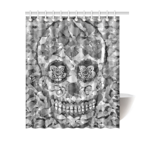 Polygon Skull black white Shower Curtain 60"x72"