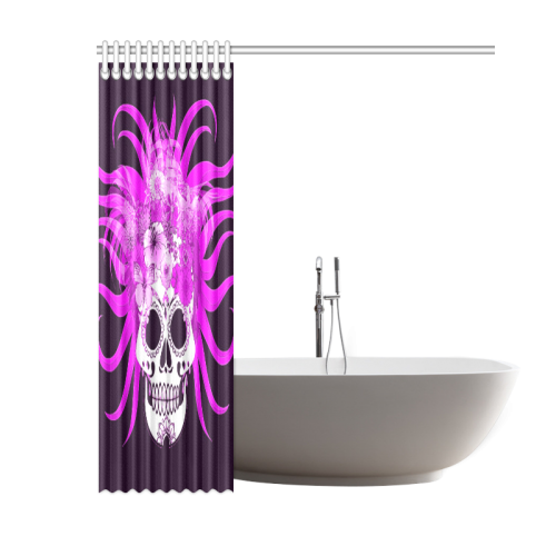 hippie skull,pink Shower Curtain 60"x72"