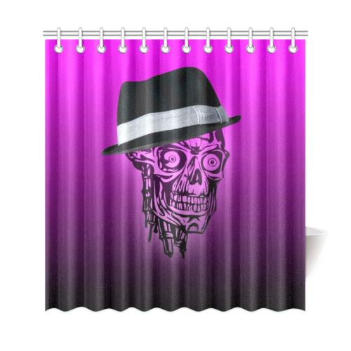 elegant skull with hat,hot pink Shower Curtain 69"x72"