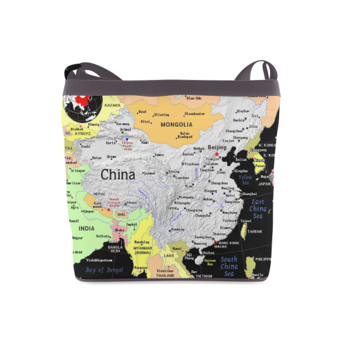 Modern Map Of China In Vivid Color Crossbody Bags (Model 1613)