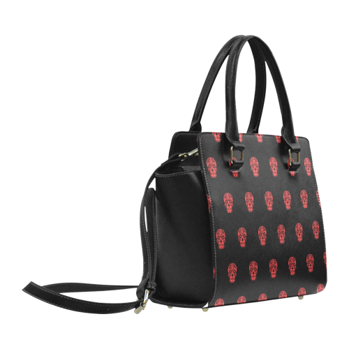 skull pattern red Classic Shoulder Handbag (Model 1653)