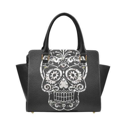 Skull, black silver metal Classic Shoulder Handbag (Model 1653)