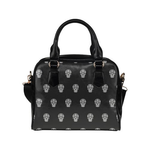 skull pattern bw Shoulder Handbag (Model 1634)