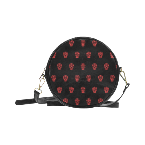 skull pattern red Round Sling Bag (Model 1647)