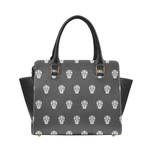 skull pattern bw Rivet Shoulder Handbag (Model 1645)