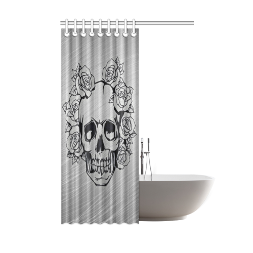 skull with roses Shower Curtain 48"x72"