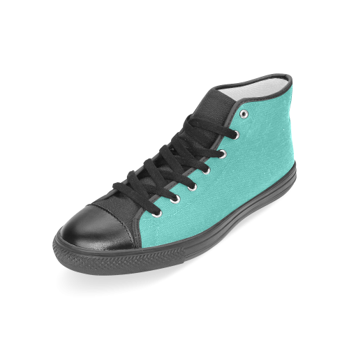 Turquoise Women's Classic High Top Canvas Shoes (Model 017)