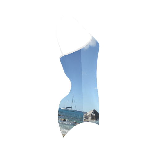 Sailing Boats at Virgin Gorda BVI Strap Swimsuit ( Model S05)