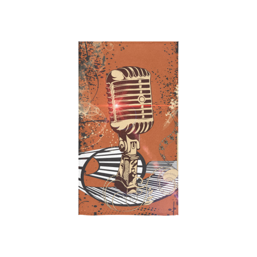 Music, golden microphone and piano Custom Towel 16"x28"