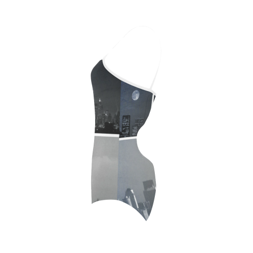 Grey Seattle Space Needle Collage Strap Swimsuit ( Model S05)
