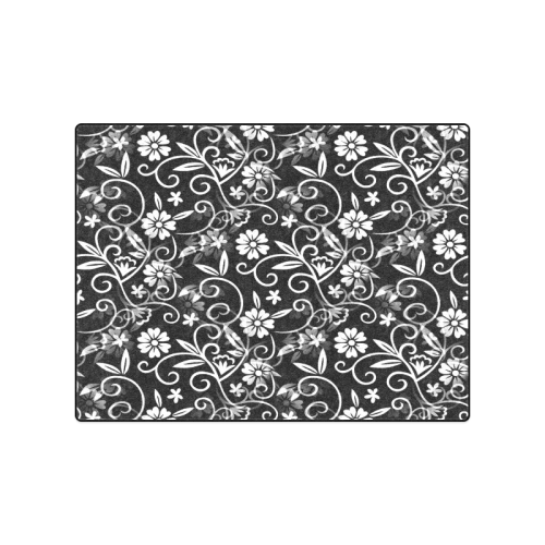 Black N White Floral Blanket 50"x60"