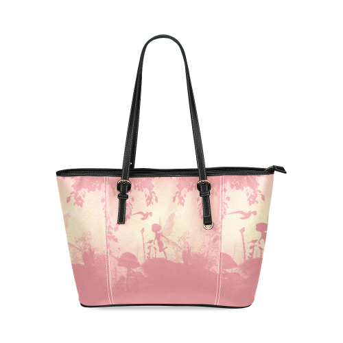 Cute fairy in soft colors Leather Tote Bag/Small (Model 1640)