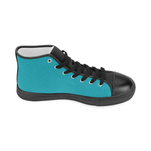 Peacock Blue Women's Classic High Top Canvas Shoes (Model 017)