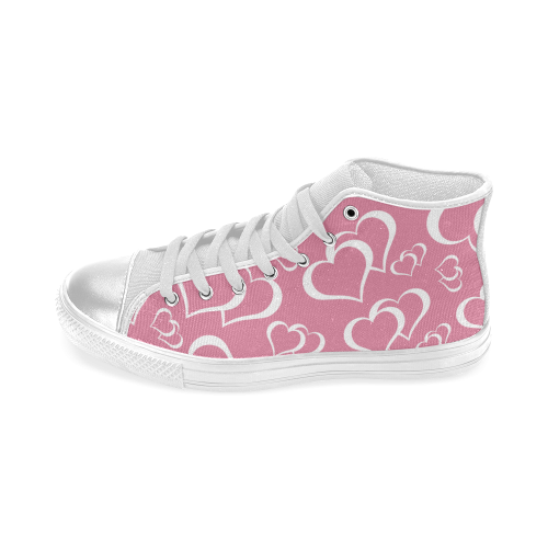 Hearts on Pink Women's Classic High Top Canvas Shoes (Model 017)