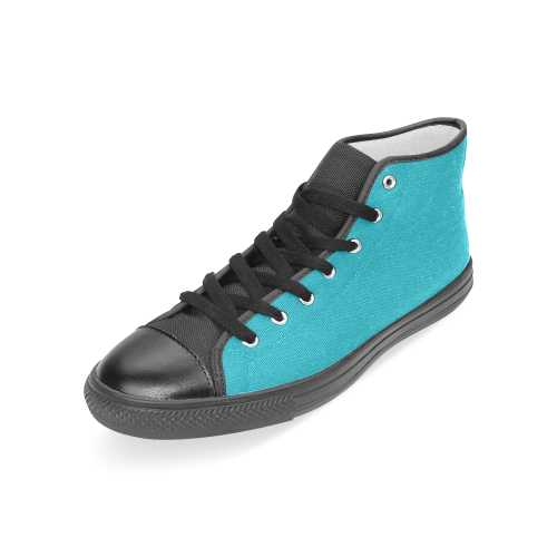 Peacock Blue Women's Classic High Top Canvas Shoes (Model 017)