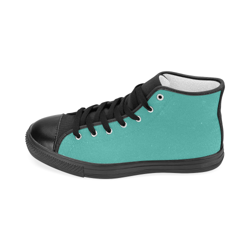 Turquoise Women's Classic High Top Canvas Shoes (Model 017)