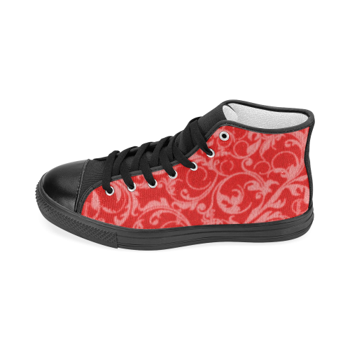 Vintage Swirls Coral Red Women's Classic High Top Canvas Shoes (Model 017)