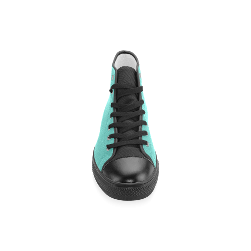 Turquoise Women's Classic High Top Canvas Shoes (Model 017)