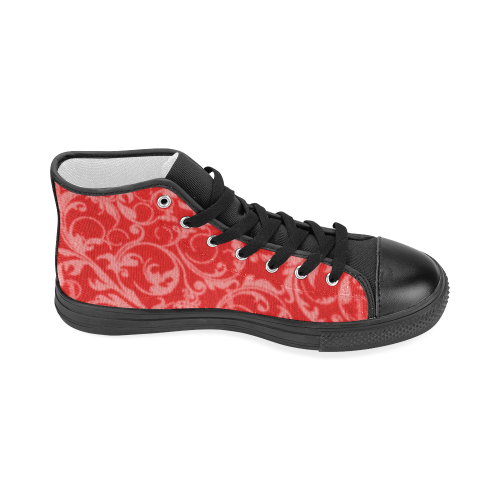 Vintage Swirls Coral Red Women's Classic High Top Canvas Shoes (Model 017)