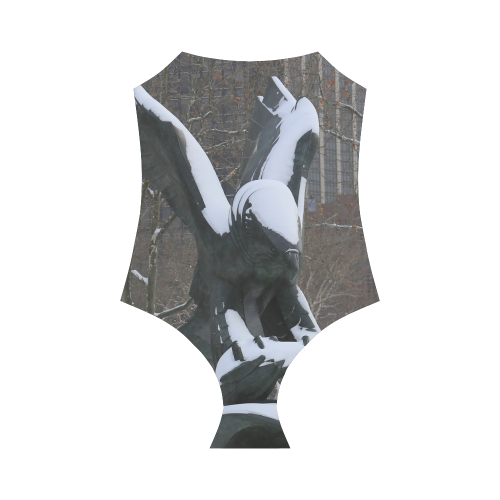 NYC Snowy Winter Eagle Statue Strap Swimsuit ( Model S05)