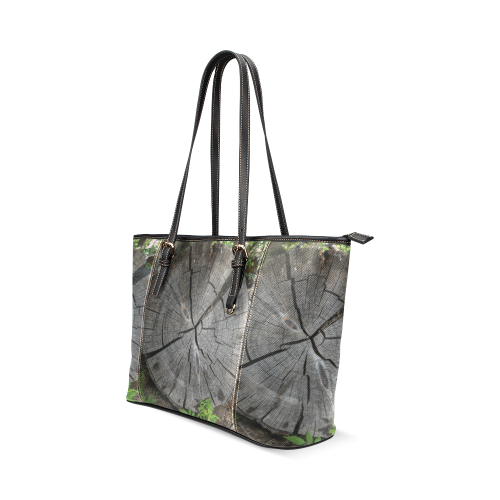 Dried Tree Stump Leather Tote Bag/Small (Model 1640)