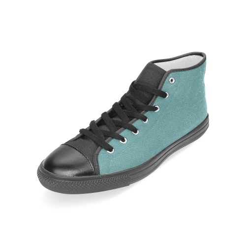 Teal Women's Classic High Top Canvas Shoes (Model 017)