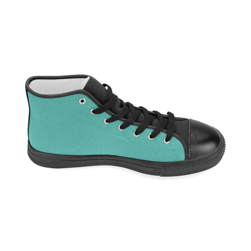 Turquoise Women's Classic High Top Canvas Shoes (Model 017)