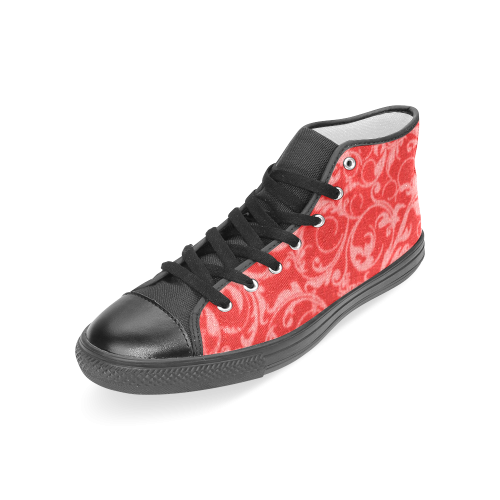 Vintage Swirls Coral Red Women's Classic High Top Canvas Shoes (Model 017)