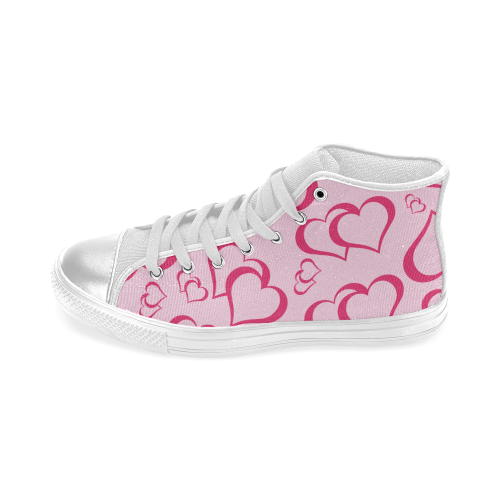 Pink Hearts Women's Classic High Top Canvas Shoes (Model 017)