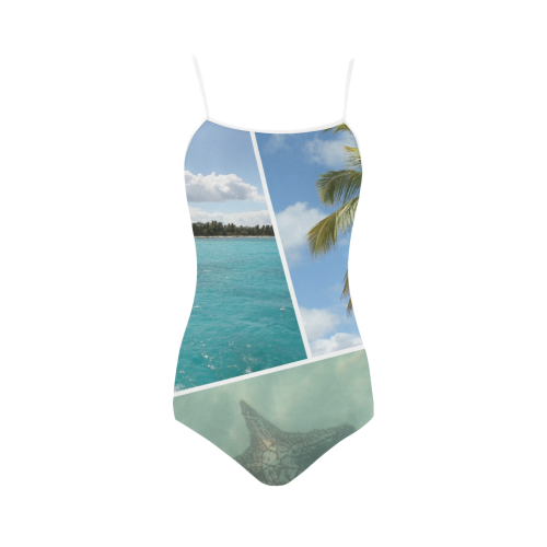Caribbean Collage Strap Swimsuit ( Model S05)