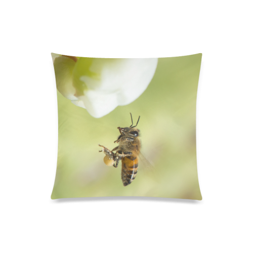 Macro of Bee in Flight Custom Zippered Pillow Case 20"x20"(One Side)