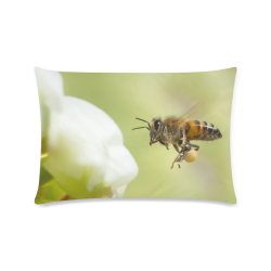 Macro of Bee in Flight Custom Rectangle Pillow Case 16"x24" (one side)