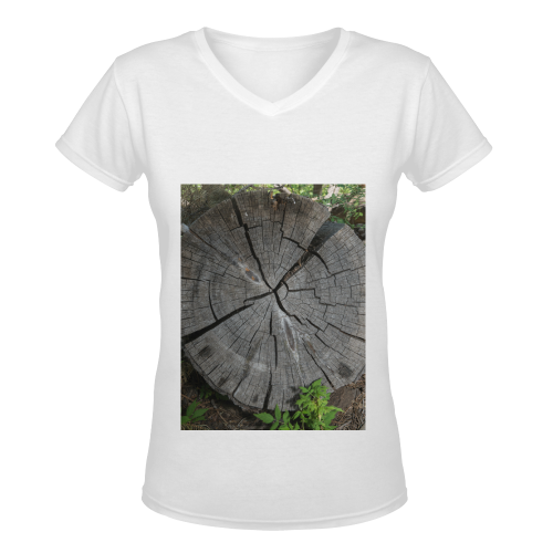 Dried Tree Stump Women's Deep V-neck T-shirt (Model T19)