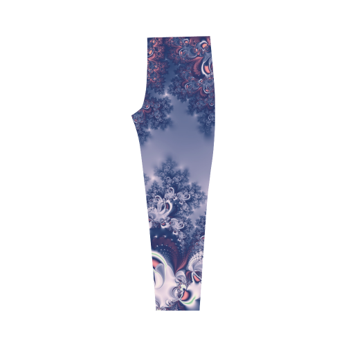 Purple Frost Fractal Capri Leggings Capri Legging (Model L02)