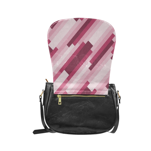 Shades Of Pink Diagonal Stripes Classic Saddle Bag/Small (Model 1648)