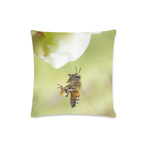 Macro of Bee in Flight Custom Zippered Pillow Case 16"x16" (one side)
