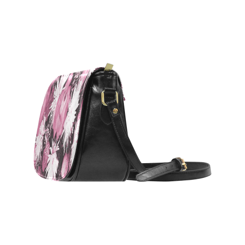 Pink Flowered Bouquet Classic Saddle Bag/Large (Model 1648)