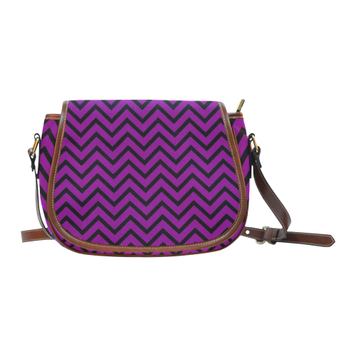 Black and Purple Chevron Saddle Bag/Small (Model 1649) Full Customization