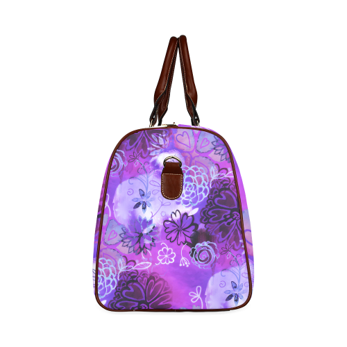 Urban Purple Flowers Waterproof Travel Bag/Large (Model 1639)