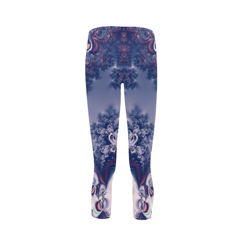 Purple Frost Fractal Capri Leggings Capri Legging (Model L02)