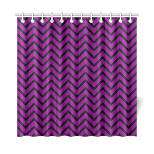 Black and Purple Chevron Shower Curtain 72"x72"