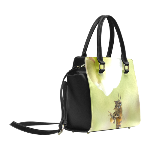 Macro of Bee in Flight Classic Shoulder Handbag (Model 1653)