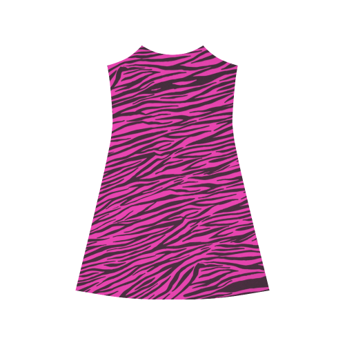 Hot Pink Zebra Stripes Alcestis Slip Dress (Model D05)