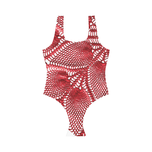 crochet motif print Swimwear_CAM237Design Vest One Piece Swimsuit (Model S04)