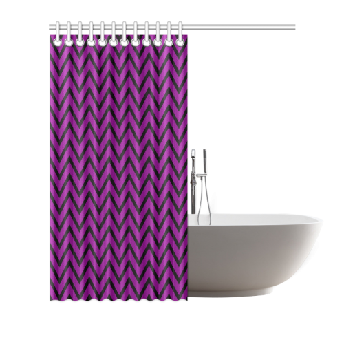 Black and Purple Chevron Shower Curtain 72"x72"