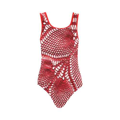 crochet motif print Swimwear_CAM237Design Vest One Piece Swimsuit (Model S04)