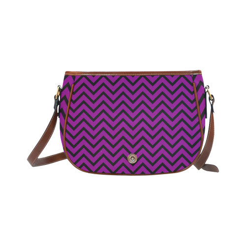 Black and Purple Chevron Saddle Bag/Small (Model 1649) Full Customization